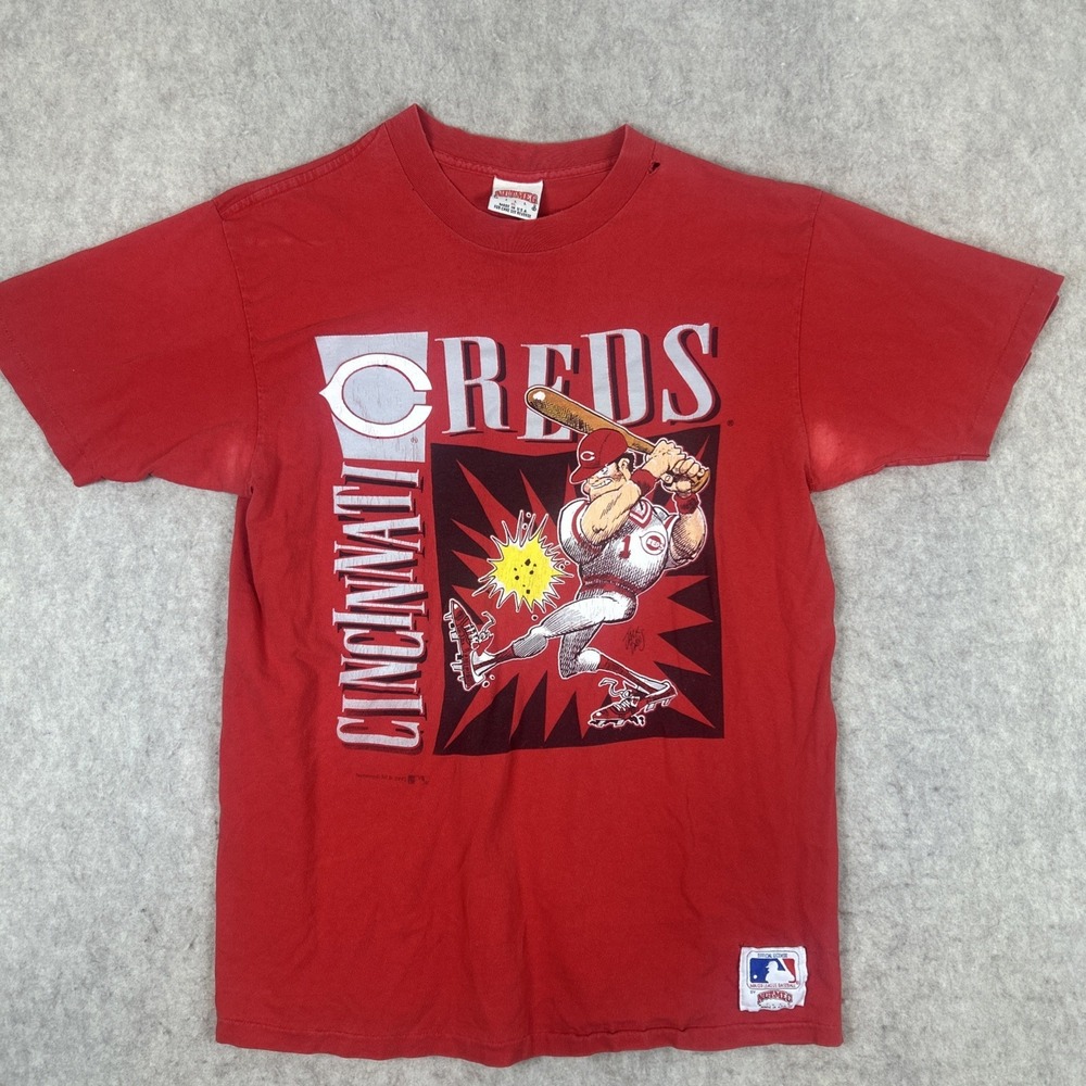 Vintage 1992 Cincinnati Reds Nutmeg Jack‎ Davis Caricature MLB Tee Sz Medium